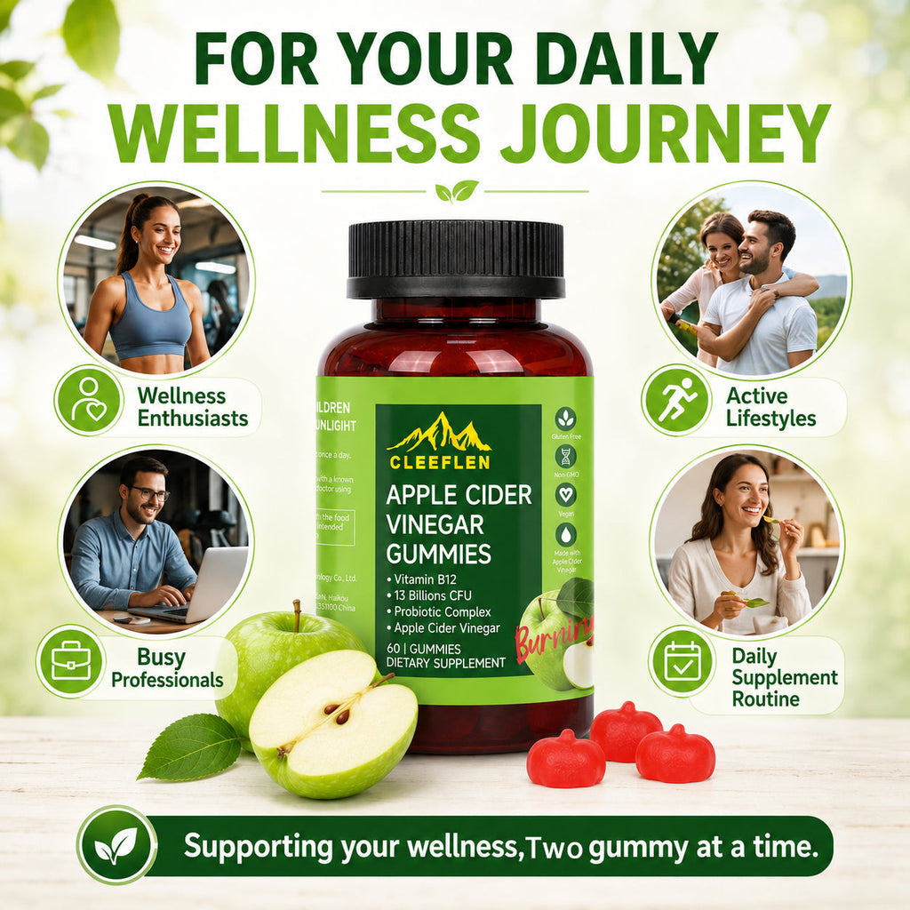 Apple Cider Vinegar Gummies with Viamin B12, ACV with Probiotics Cleeflen