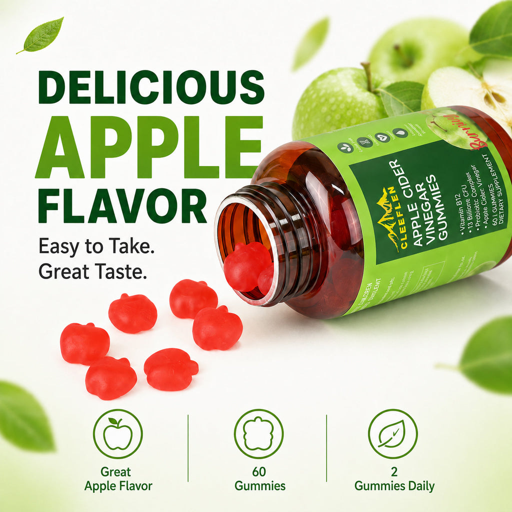 Apple Cider Vinegar Gummies with Viamin B12, ACV with Probiotics Cleeflen